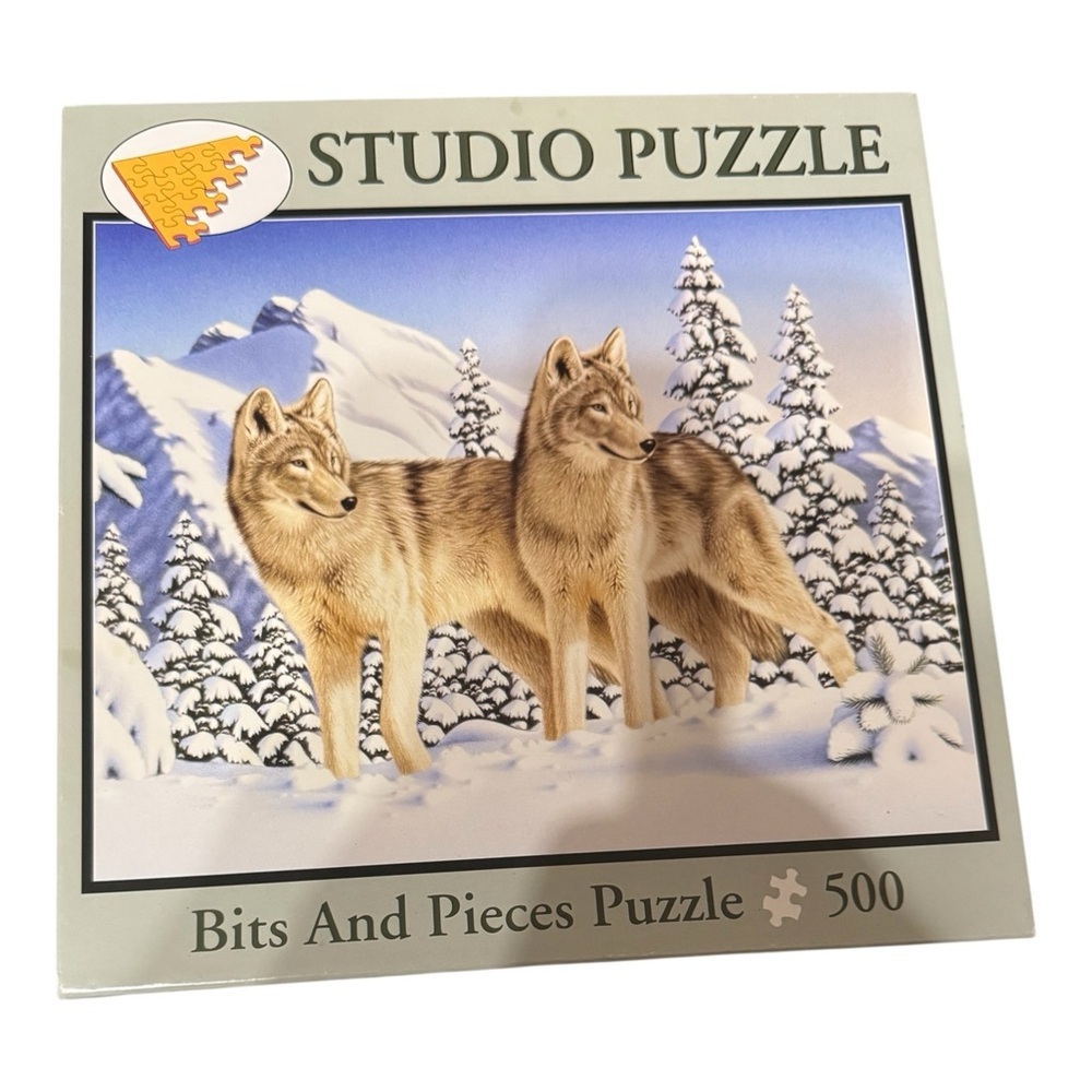 Bits and Pieces Studio Puzzle Wolves Snow Scene 500 Pc 16x20 Preloved